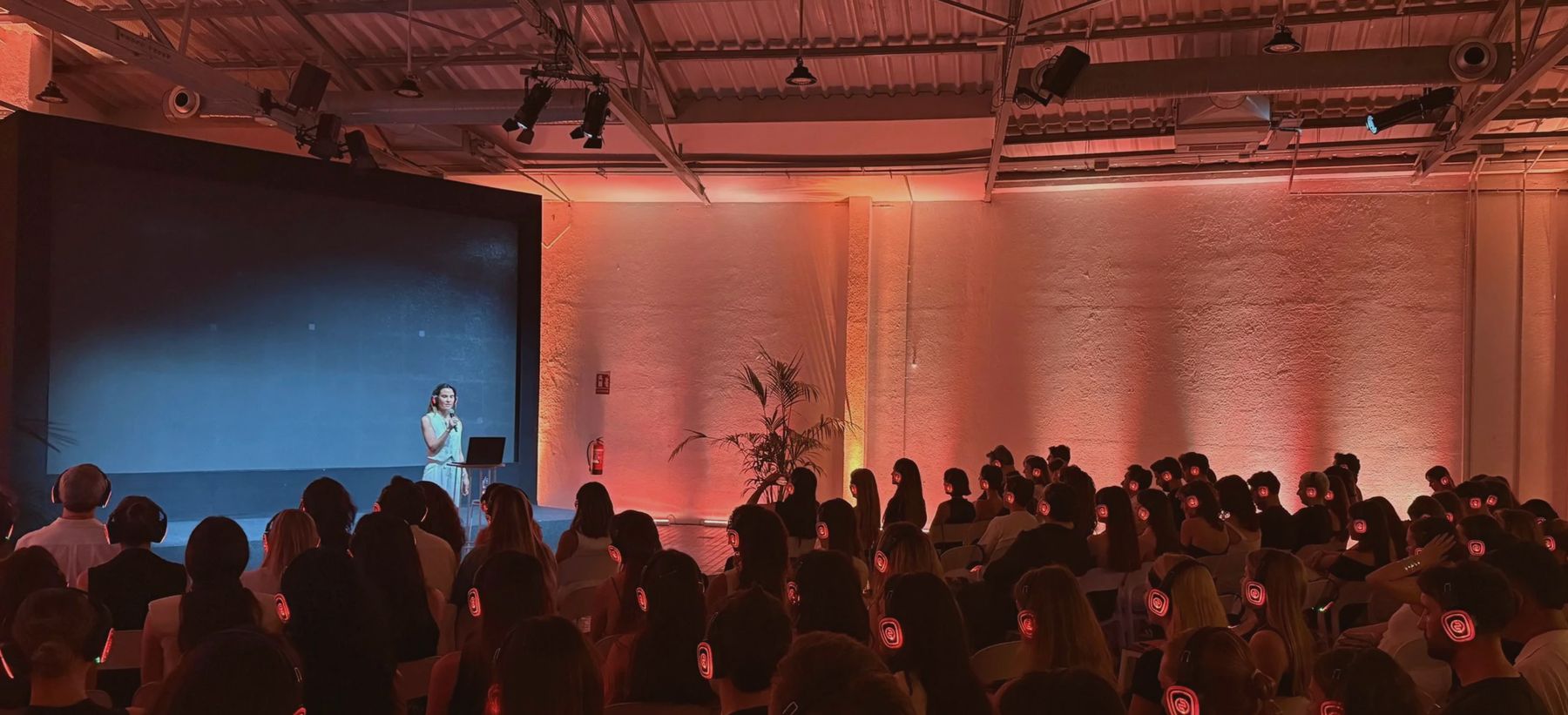 Amanda leading a BreathOS session for 250 people in Madrid
